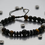 Brazalete de Obsidiana, Ojo de Tigre Turquesa y Rutilo