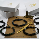 Brazalete de Obsidiana, Ojo de Tigre Cafe y Rutilo