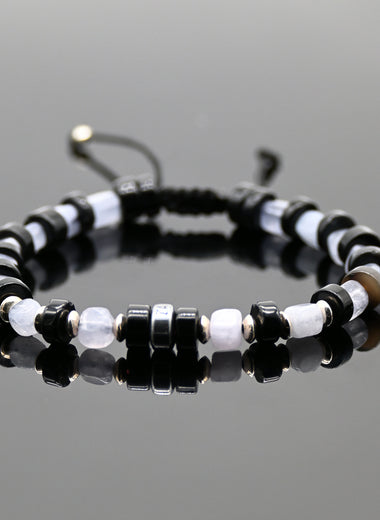 Brazalete de Obsidiana y Aquamarina