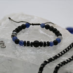 Brazalete de Obsidiana, Ojo de Tigre Turquesa y Rutilo