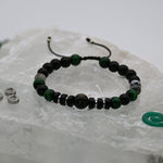 Brazalete de Obsidiana, Ojo de Tigre Turquesa y Rutilo
