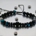 Brazalete de Obsidiana, Ojo de Tigre Turquesa y Rutilo