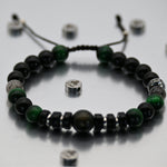 Brazalete de Obsidiana, Ojo de Tigre Turquesa y Rutilo