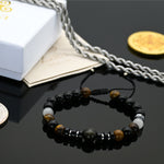 Brazalete de Obsidiana, Ojo de Tigre Cafe y Rutilo