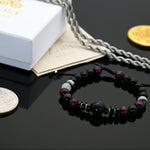 Brazalete de Obsidiana, Ojo de Tigre Turquesa y Rutilo