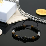 Brazalete de Obsidiana, Ojo de Tigre Turquesa y Rutilo