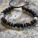 Brazalete de Obsidiana, Ojo de Tigre Turquesa y Rutilo
