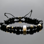 Brazalete de Obsidiana, Hematita,  Ágata y Labradorita