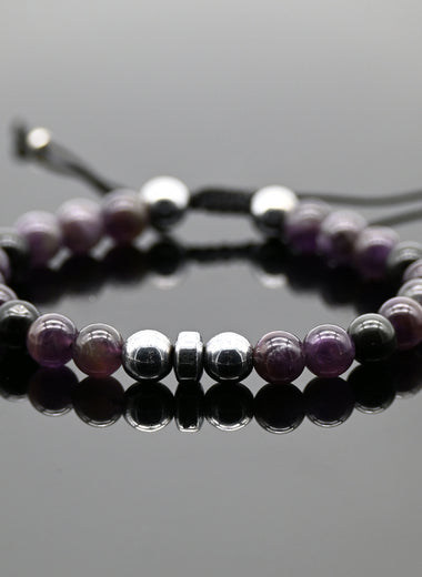 Brazalete de hematita con amatista