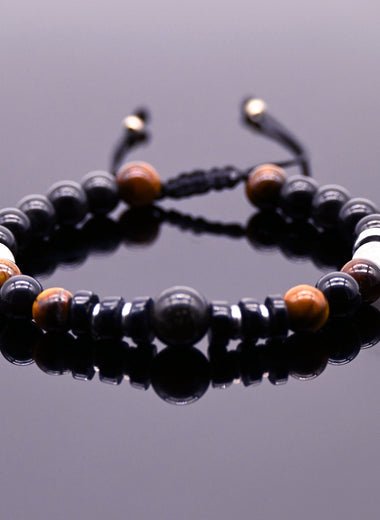 Brazalete de Obsidiana, Ojo de Tigre Cafe y Rutilo