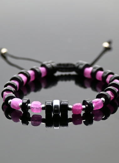 Brazalete de Obsidiana y Cristal Rosa
