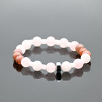 Brazalete de cuarzo rosa y cornalina